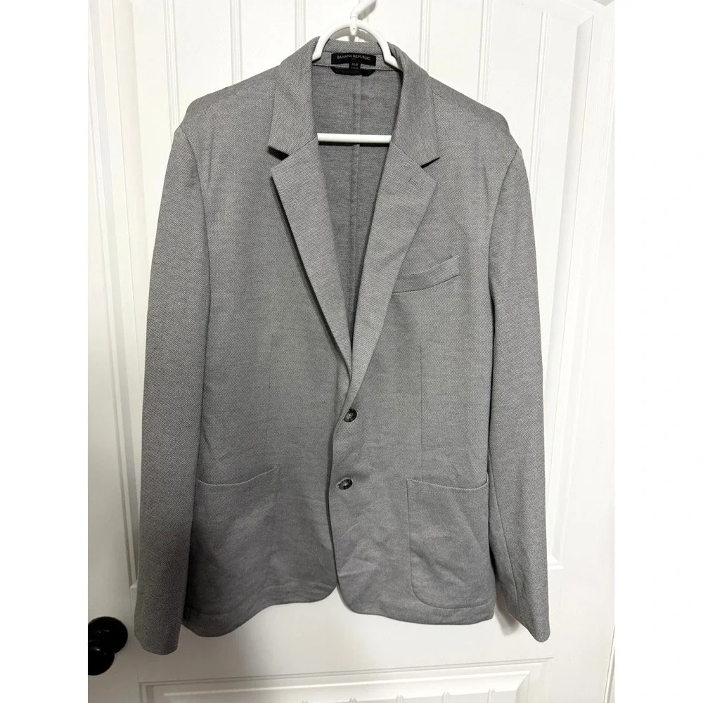 Banana Republic Blazer Mens 46R Knit Sport Coat Grey Textured EUC